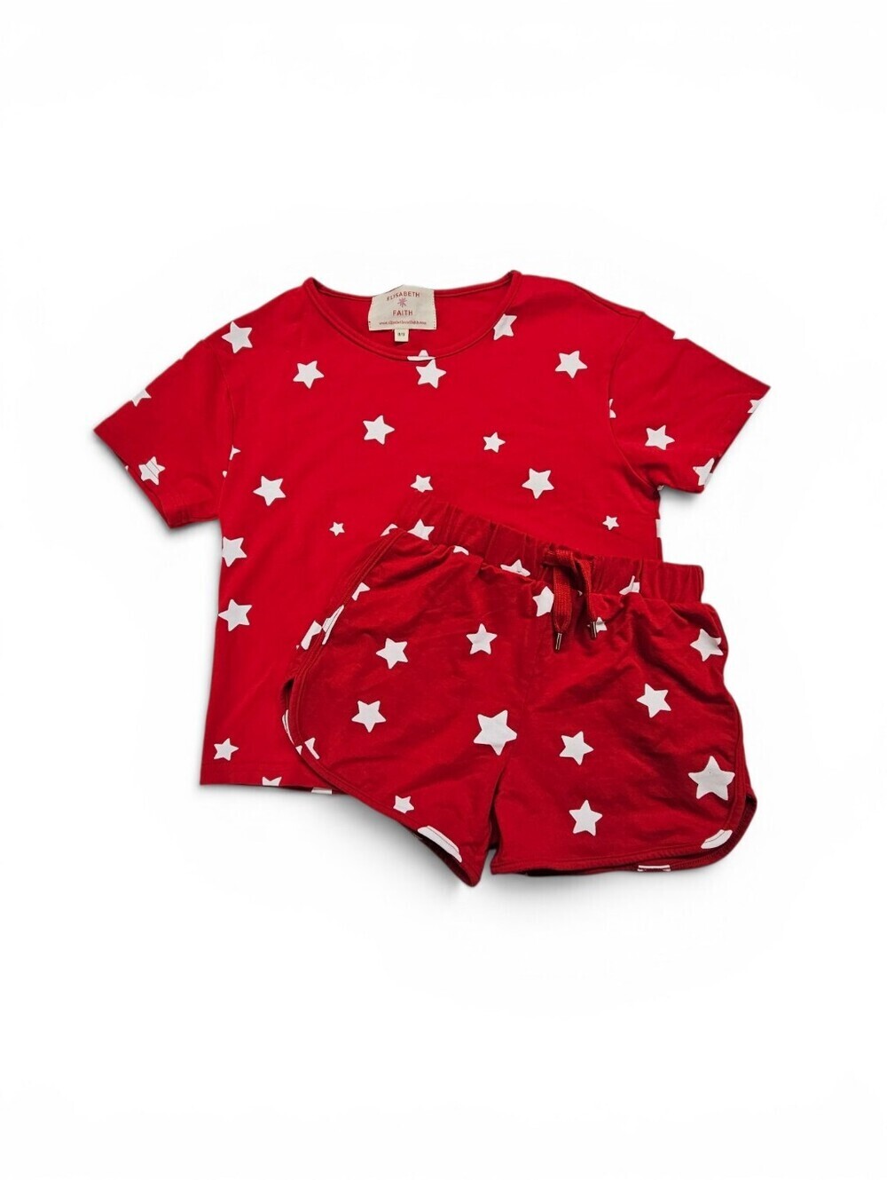 Elizabeth and Faith Red White Stars Shirt Shorts Set Size 8